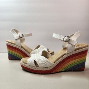 SO Women’s 9.5 Rainbow Wedge Espadrilles High Heel Sandals